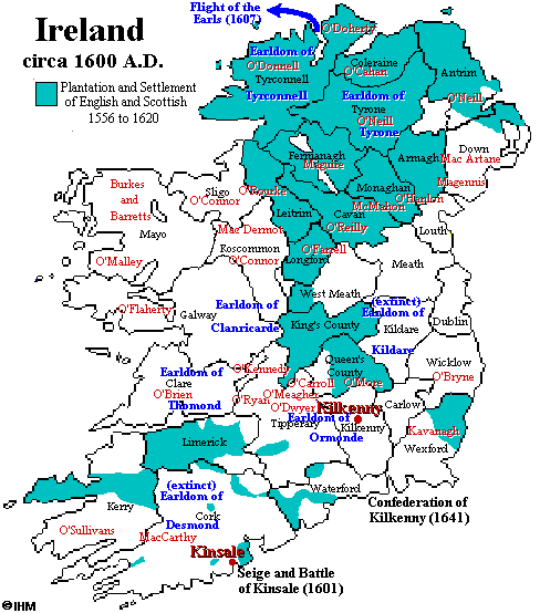 Map of Ireland circa 1600