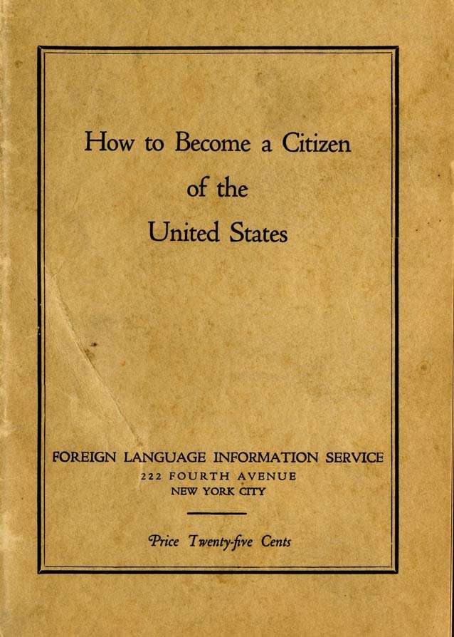 Pamphlet on "How to Become a Citizen of the U.S."