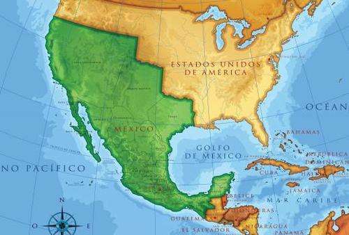 Pre-treaty map of Mexico and the U.S.