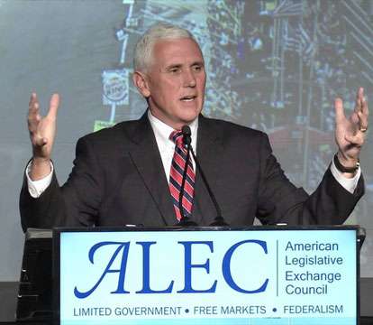 Former VP Mike Pence speaking at an ALEC convention